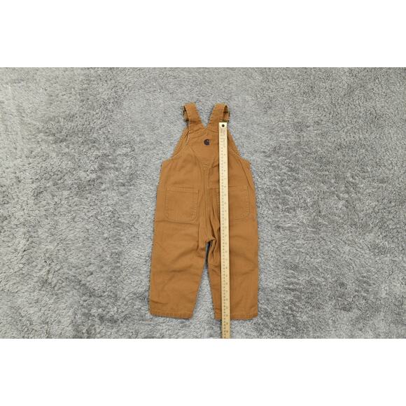 Carhartt Brown Cotton Double Knee Rib Overalls Canvas Size Toddler 18M - Picture 5 of 10